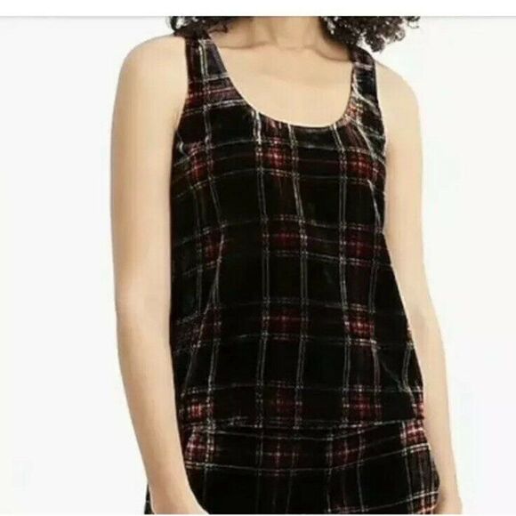 J Crew Sleeveless Blouse Tank Womens 0 Plaid Stewart Velvet K2521 Multi Color - Picture 1 of 5
